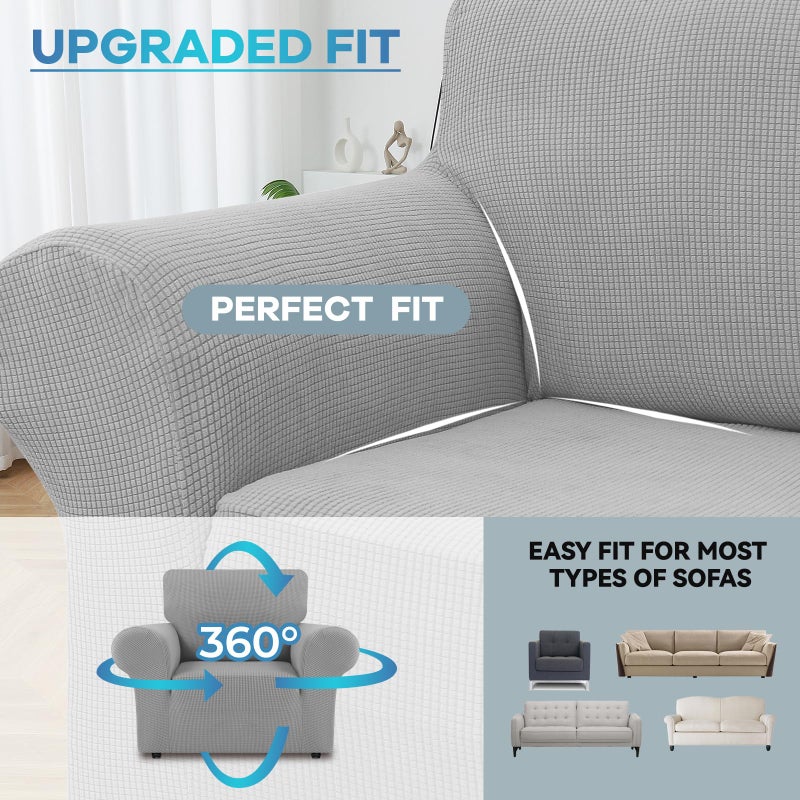 LURKA Stretch Chair Sofa Slipcovers 1 Piece Couch Covers for Sofa Furniture Protector Full Sofa Covers with Elastic Bottom for Kids and Dog (Small  Sliver) - Image 4